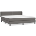 Cama box spring con colchón cuero sintético gris 160x200 cm