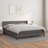 Cama box spring con colchón cuero sintético gris 160x200 cm