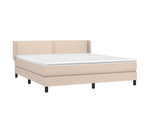 Cama box spring con colchón cuero sintético capuchino 160x200cm