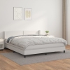 Cama box spring con colchón cuero sintético blanco 180x200 cm