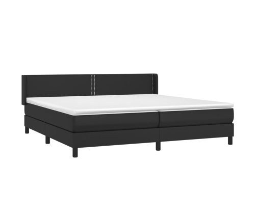 Cama box spring con colchón cuero sintético negro 200x200 cm