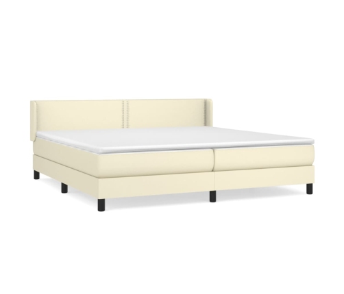 Cama box spring con colchón cuero sintético crema 200x200 cm