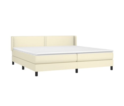 Cama box spring con colchón cuero sintético crema 200x200 cm