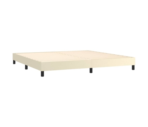 Cama box spring con colchón cuero sintético crema 200x200 cm