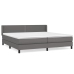 Cama box spring con colchón cuero sintético gris 200x200 cm