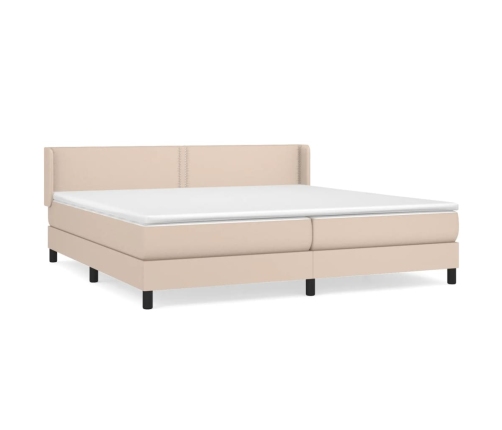 Cama box spring con colchón cuero sintético capuchino 200x200cm