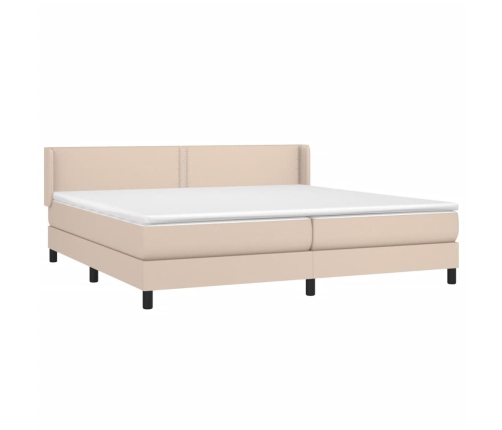 Cama box spring con colchón cuero sintético capuchino 200x200cm