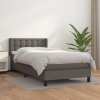 Cama box spring con colchón cuero sintético gris 80x200 cm