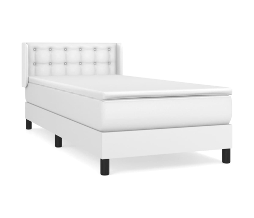 Cama box spring con colchón cuero sintético blanco 90x190 cm