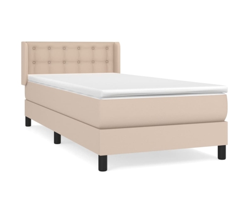 Cama box spring con colchón cuero sintético capuchino 90x190 cm