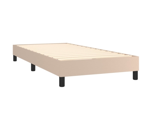 Cama box spring con colchón cuero sintético capuchino 90x190 cm