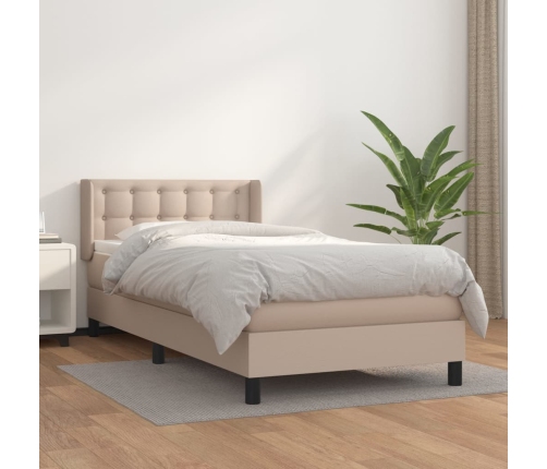 Cama box spring con colchón cuero sintético capuchino 90x190 cm