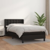 Cama box spring con colchón cuero sintético negro 90x190 cm