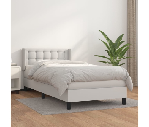 Cama box spring con colchón cuero sintético blanco 100x200 cm