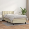 Cama box spring con colchón cuero sintético crema 100x200 cm