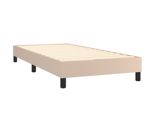 Cama box spring con colchón cuero sintético capuchino 100x200cm