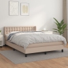 Cama box spring con colchón cuero sintético capuchino 140x190cm