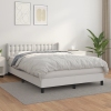 Cama box spring con colchón cuero sintético blanco 140x200cm