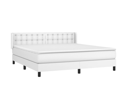 Cama box spring con colchón cuero sintético blanco 160x200 cm