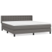 Cama box spring con colchón cuero sintético gris 160x200 cm