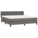 Cama box spring con colchón cuero sintético gris 160x200 cm