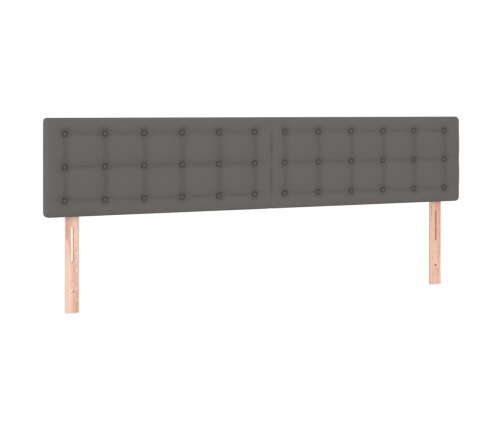 Cama box spring con colchón cuero sintético gris 160x200 cm