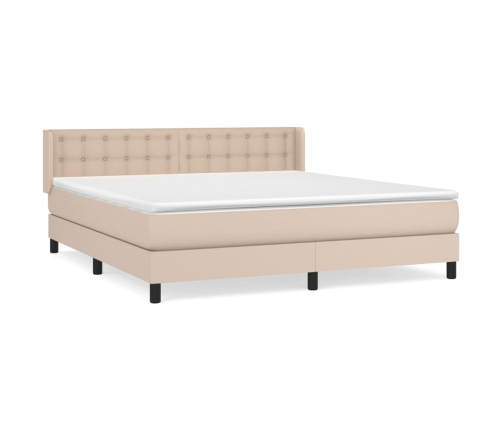 Cama box spring con colchón cuero sintético capuchino 160x200cm