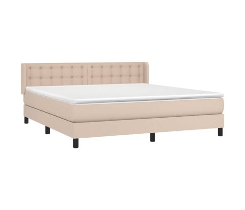 Cama box spring con colchón cuero sintético capuchino 160x200cm