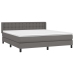 Cama box spring con colchón cuero sintético gris 180x200 cm