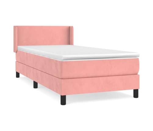 Cama box spring con colchón terciopelo rosa 80x200 cm