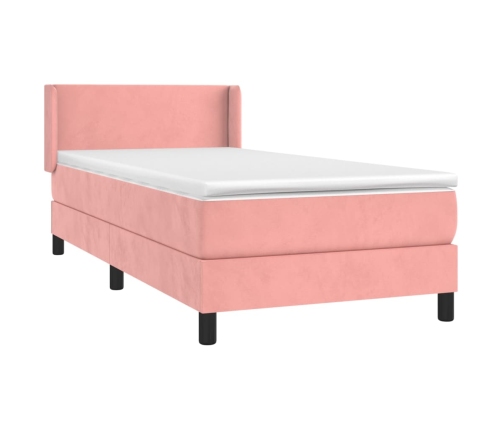 Cama box spring con colchón terciopelo rosa 80x200 cm