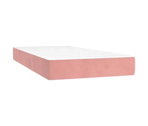 Cama box spring con colchón terciopelo rosa 90x190 cm