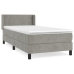 Cama box spring con colchón terciopelo gris claro 90x190 cm