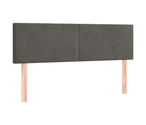 Cama box spring con colchón terciopelo gris oscuro 140x200 cm