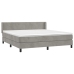 Cama box spring con colchón terciopelo gris claro 180x200 cm