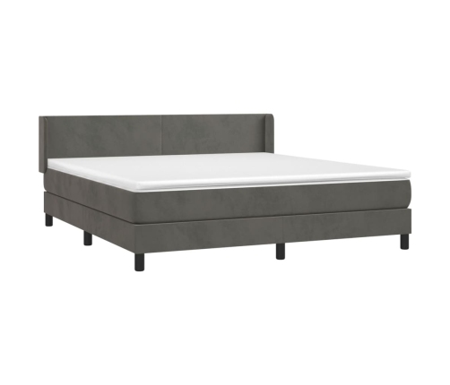 Cama box spring con colchón terciopelo gris oscuro 180x200 cm