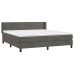 Cama box spring con colchón terciopelo gris oscuro 180x200 cm