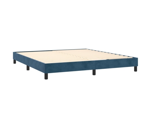 Cama box spring con colchón terciopelo azul oscuro 180x200 cm