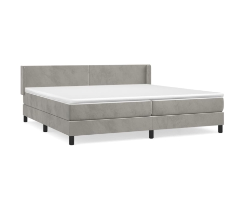 Cama box spring con colchón terciopelo gris claro 200x200 cm