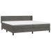 Cama box spring con colchón terciopelo gris oscuro 200x200 cm