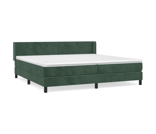 Cama box spring con colchón terciopelo verde oscuro 200x200 cm