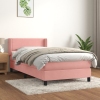 Cama box spring con colchón terciopelo rosa 80x200 cm