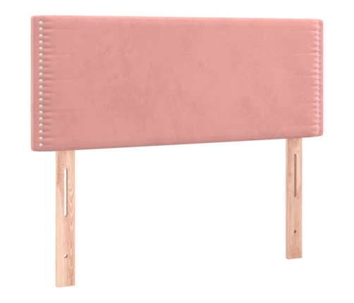 Cama box spring con colchón terciopelo rosa 90x190 cm