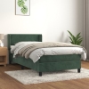 Cama box spring con colchón terciopelo verde oscuro 90x200 cm