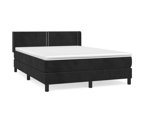 Cama box spring con colchón terciopelo negro 140x200 cm