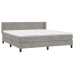 Cama box spring con colchón terciopelo gris claro 160x200 cm