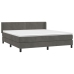 Cama box spring con colchón terciopelo gris oscuro 160x200 cm