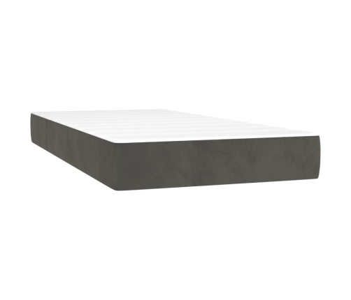 Cama box spring con colchón terciopelo gris oscuro 90x190 cm