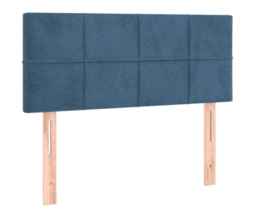 Cama box spring con colchón terciopelo azul oscuro 90x200 cm