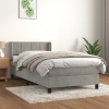 Cama box spring con colchón terciopelo gris claro 100x200 cm